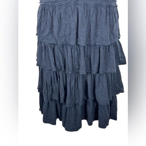 J. Crew Tiered Mini Tank Dress Black Blue Grey Summer Size Large Stretchy - Picture 5 of 11